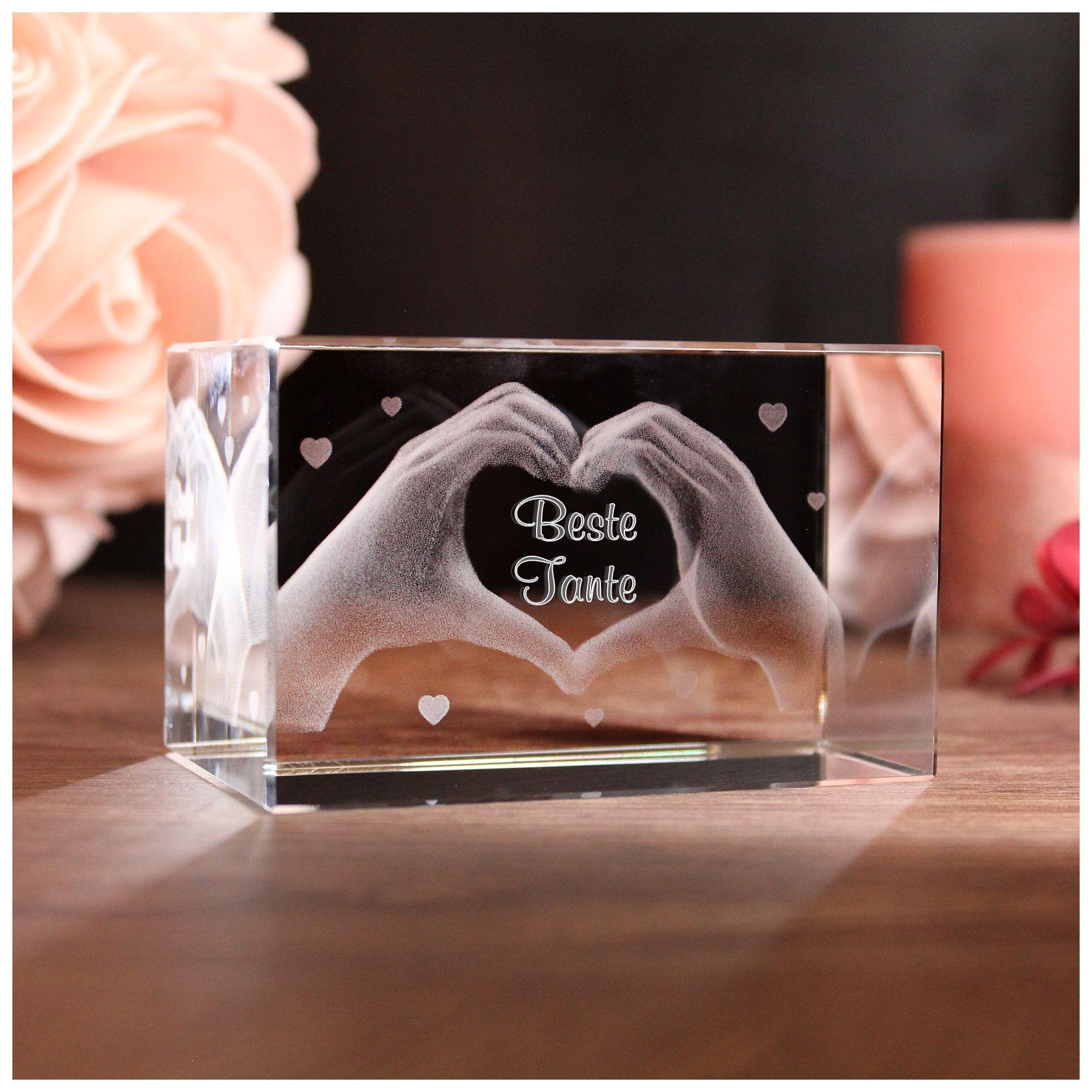 LoveGoals 3D Glaskristall | Motiv Hände | Beste Tante