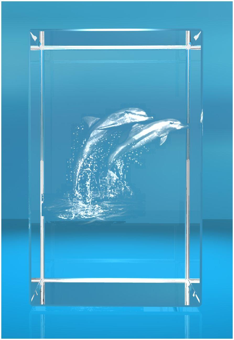 3D Glasquader Motiv: zwei Delfine / Delphine 3D Glasquader Motiv: zwei Delfine / Delphine