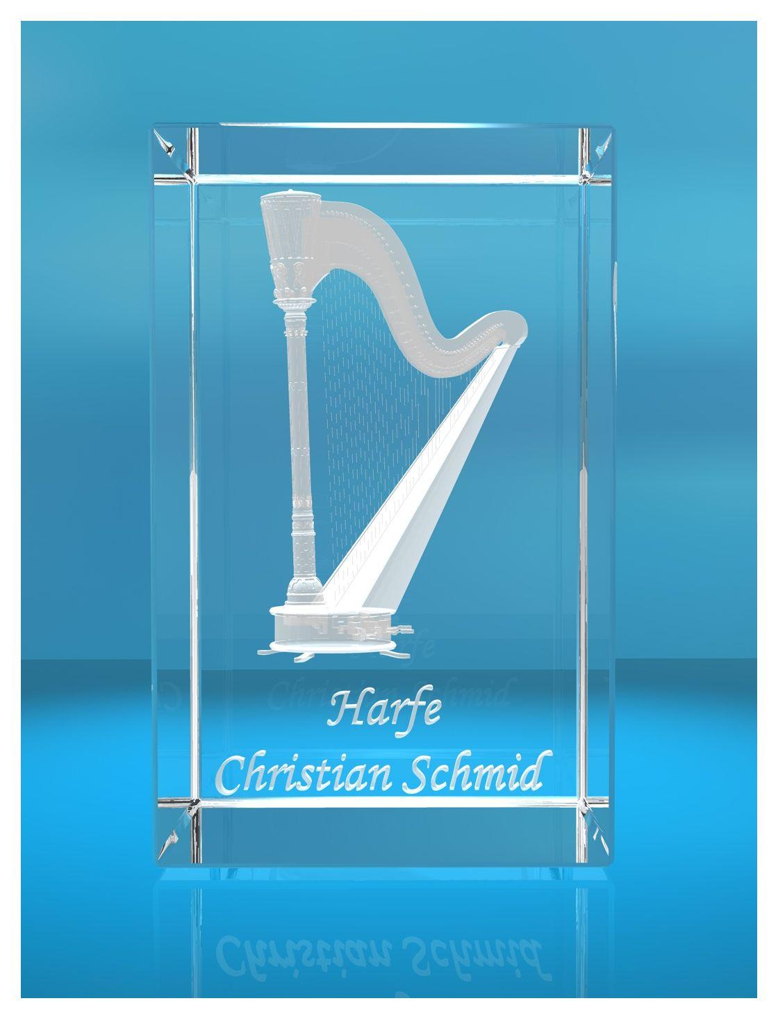 3D Glasquader |Harfe mit Wunschnamen | Geschenk für Harfespieler | Musiker | Orchester 3D Glasquader |Harfe mit Wunschnamen | Geschenk für Harfespieler | Musiker | Orchester
