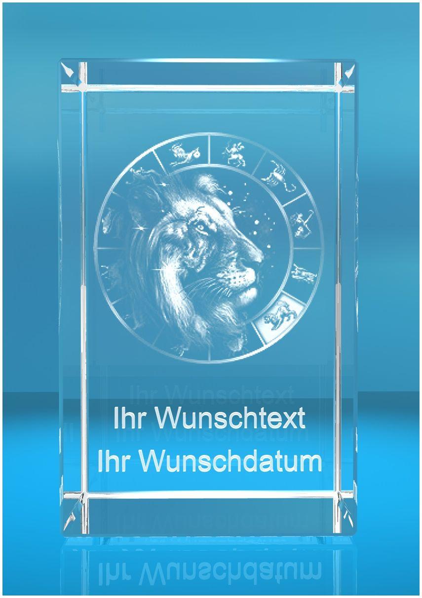 3D Glasquader Motiv: Sternzeichen Löwe + Wunschtext 3D Glasquader Motiv: Sternzeichen Löwe + Wunschtext