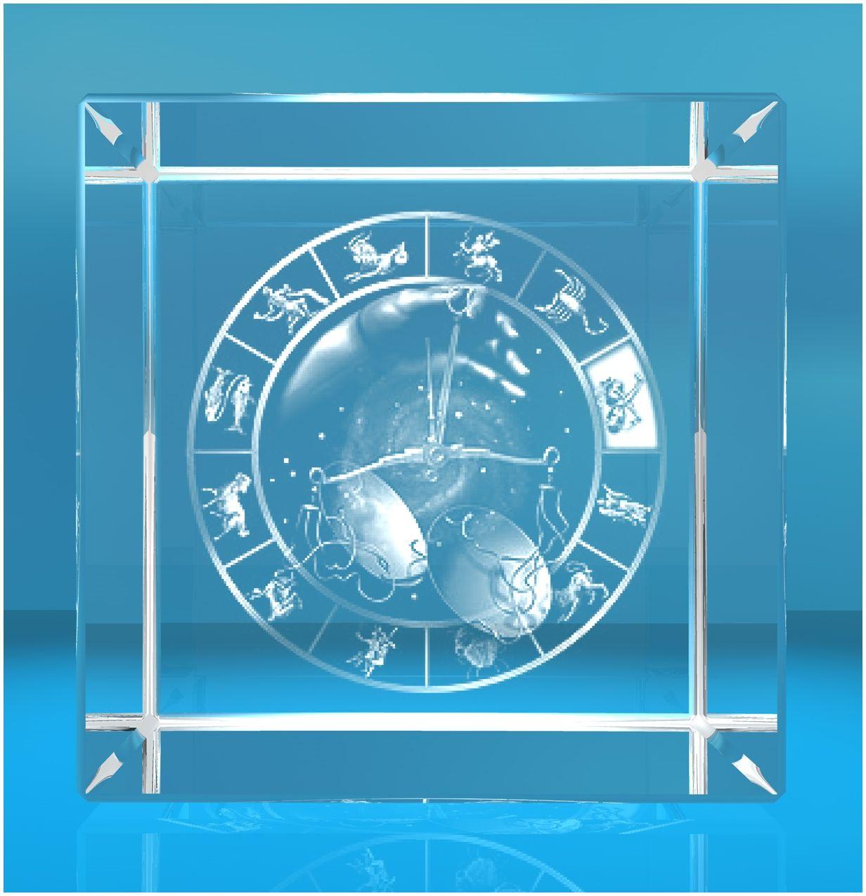 3D Glaswürfel   Motiv: Sternzeichen Waage