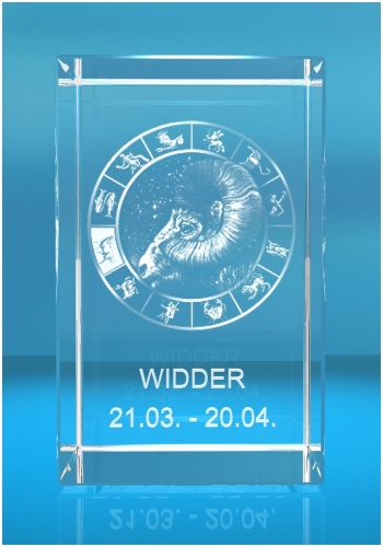 3D Glasquader Motiv: Sternzeichen Widder 3D Glasquader Motiv: Sternzeichen Widder