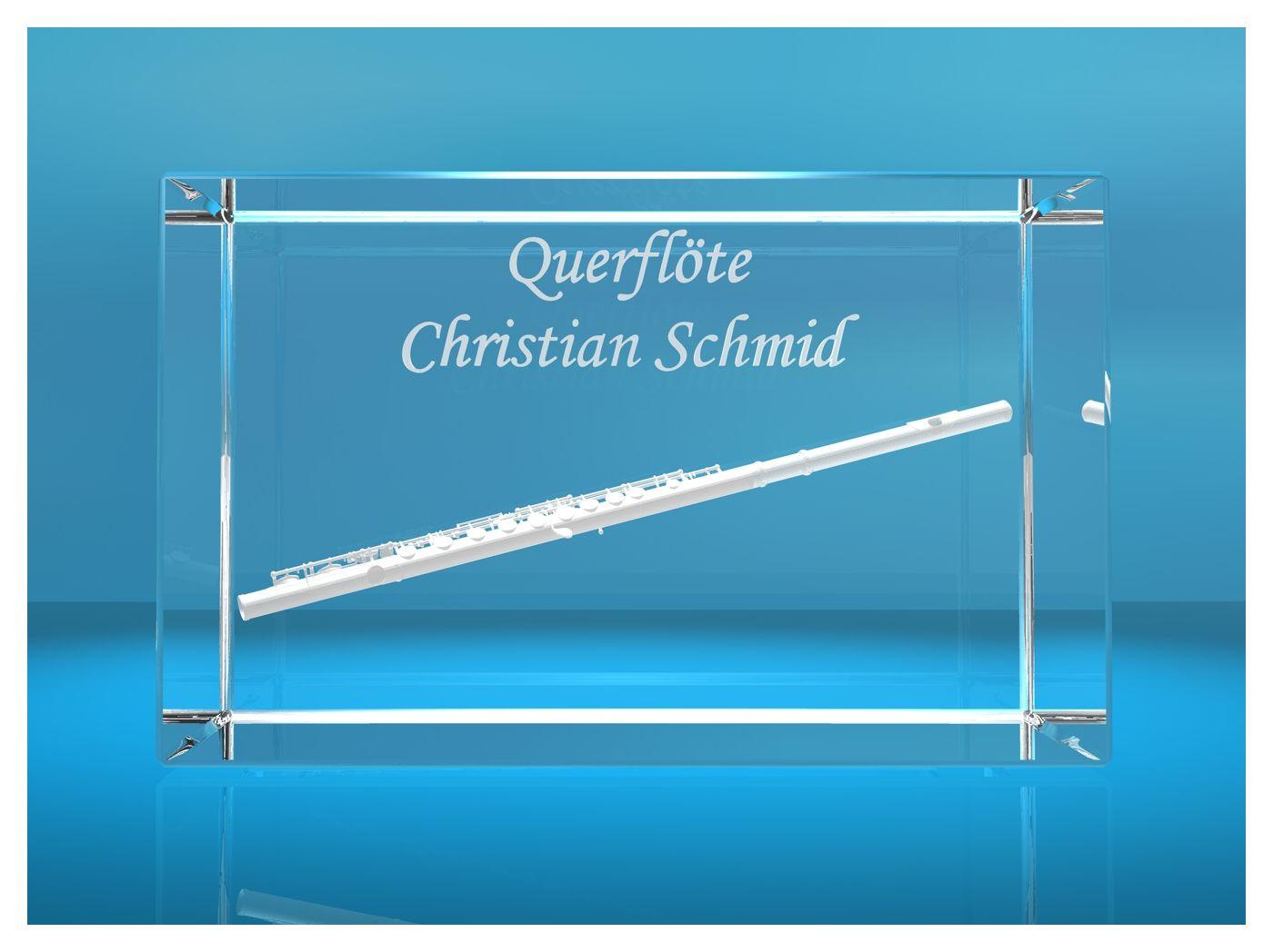 3D Glasquader |Querflöte mit Wunschnamen |Flöte |Geschenk für Flötisten Flöstistin Musiker Orchester|Konzertflöte 3D Glasquader |Querflöte mit Wunschnamen |Flöte |Geschenk für Flötisten Flöstistin Musiker Orchester|Konzertflöte