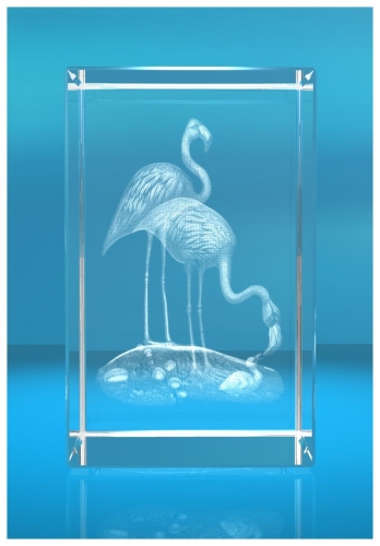 3D Glasquader   Motiv: Flamingo