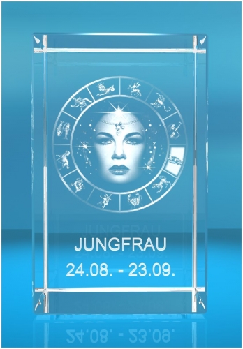 3D Glasquader   Motiv: Sternzeichen Jungfrau