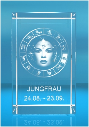 3D Glasquader Motiv: Sternzeichen Jungfrau 3D Glasquader Motiv: Sternzeichen Jungfrau