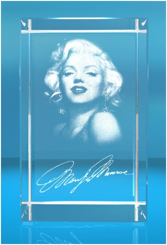 3D Glasquader   Motiv: 3D Autogramm Marilyn Monroe
