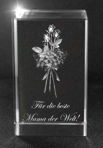 3D Glasquader Motiv: Rosenstrauss Beste Mama der Welt 3D Glasquader Motiv: Rosenstrauss Beste Mama der Welt