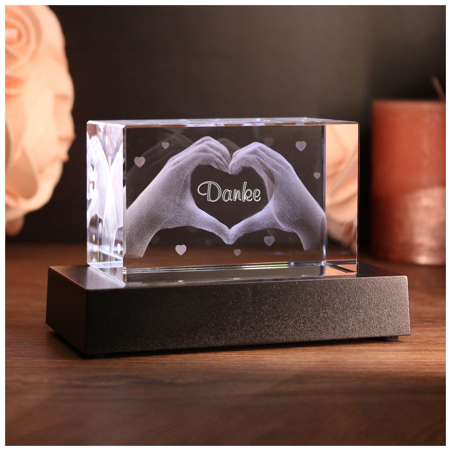 LoveGoals 3D Glaskristall | Motiv Hände | Danke
