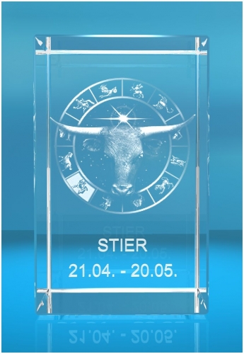 3D Glasquader Motiv: Sternzeichen Stier 3D Glasquader Motiv: Sternzeichen Stier