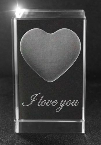 3D Glasquader I Herz I Text: I love you