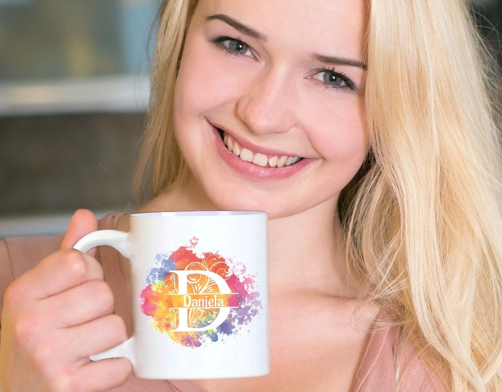 Kaffeetasse Monogramm personalisiert incl. Deinem Wunschnamen