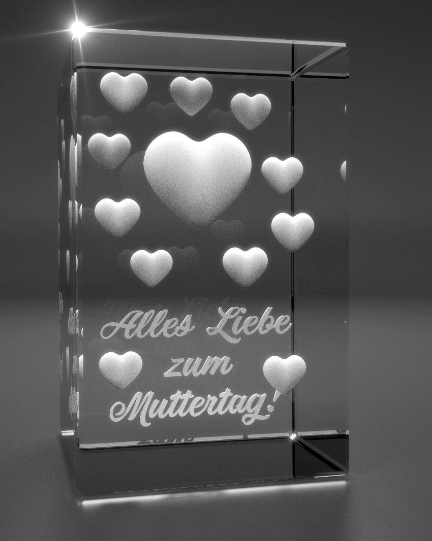 3D Glasquader I viele Herzen I Alles Liebe zum Muttertag!