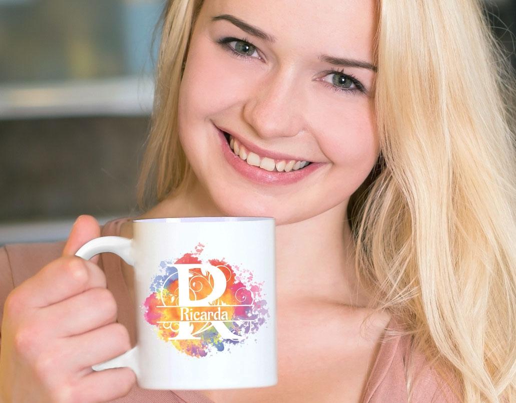 Kaffeetasse Monogramm personalisiert incl. Deinem Wunschnamen