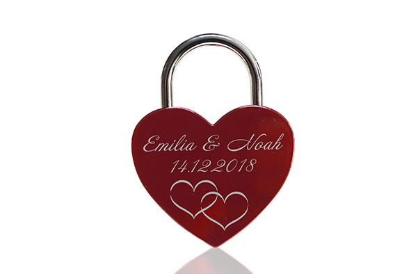 ELUNO Herz Liebesschloss mit Gravur und Schlüssel zum Valentinstag Geburtstag - Farbe: Rot ELUNO Herz Liebesschloss mit Gravur und Schlüssel zum Valentinstag Geburtstag - Farbe: Rot