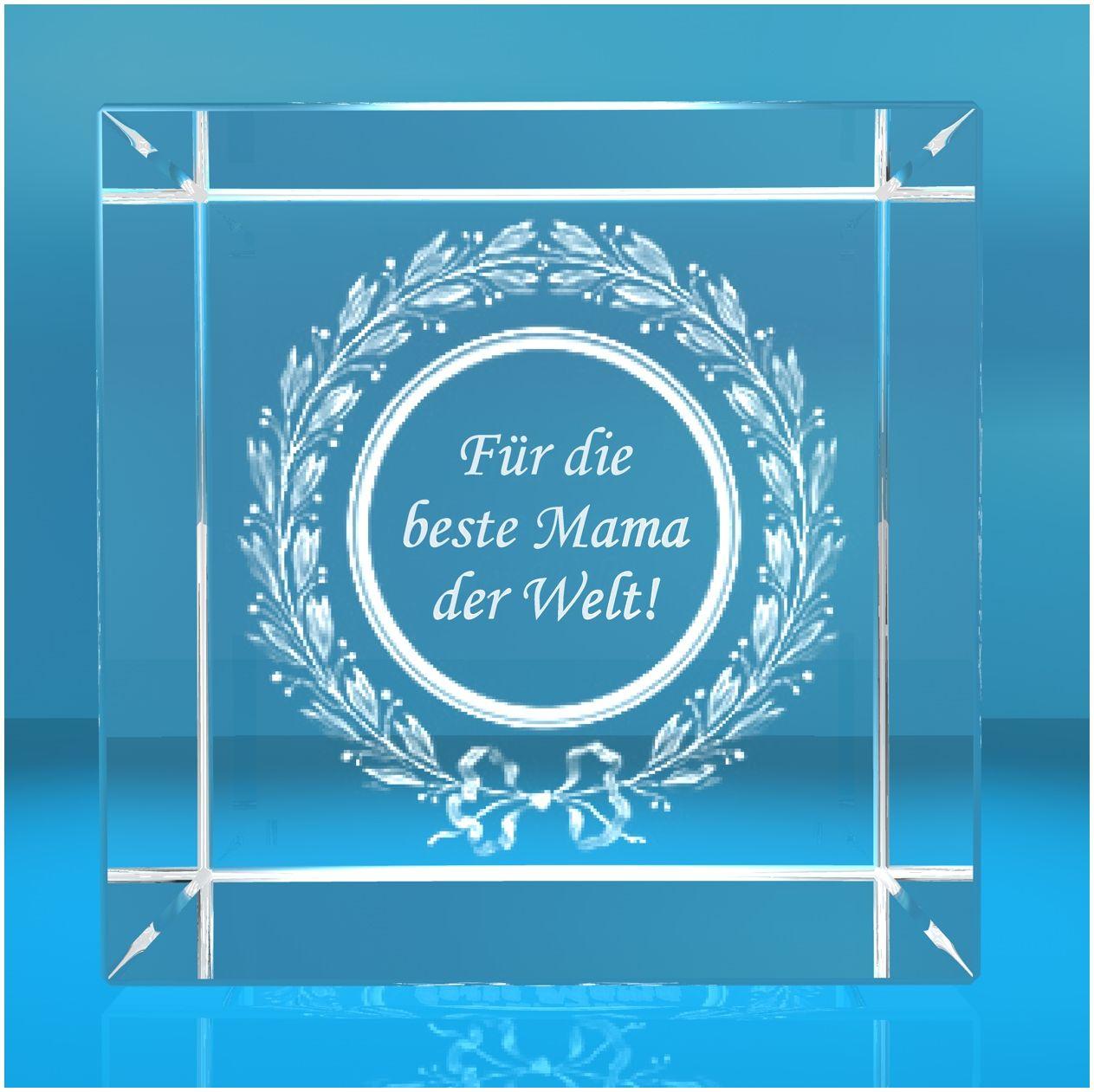 3D Glaswürfel Motiv: Lorbeerkranz Für die beste Mama der Welt! 3D Glaswürfel Motiv: Lorbeerkranz Für die beste Mama der Welt!