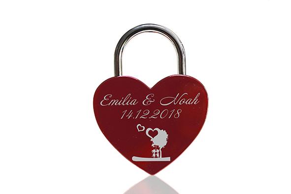 ELUNO Herz Liebesschloss mit Gravur und Schlüssel zum Valentinstag Geburtstag - Farbe: Rot ELUNO Herz Liebesschloss mit Gravur und Schlüssel zum Valentinstag Geburtstag - Farbe: Rot