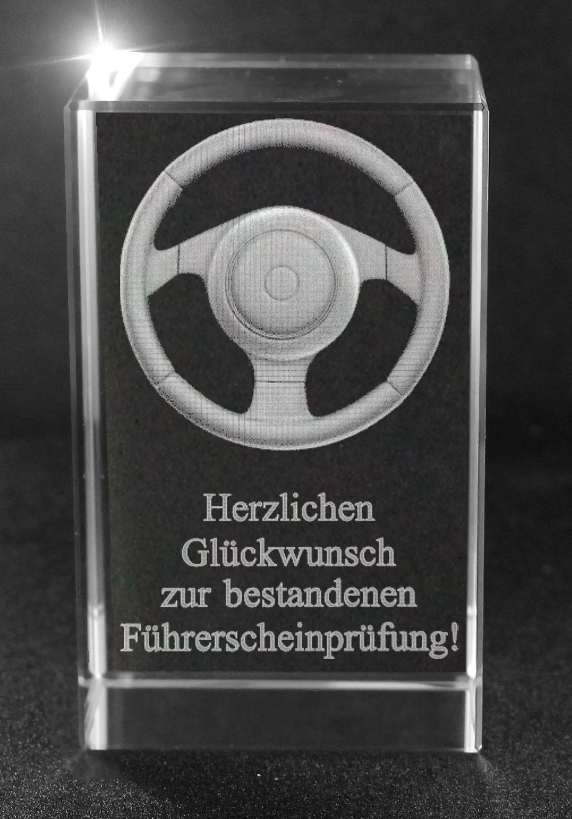 3D Glasquader Motiv: Lenkrad Herzlichen Glückwunsch zur bestandenen Führerscheinprüfung 3D Glasquader Motiv: Lenkrad Herzlichen Glückwunsch zur bestandenen Führerscheinprüfung