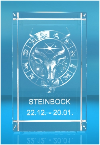 3D Glasquader Motiv: Sternzeichen Steinbock 3D Glasquader Motiv: Sternzeichen Steinbock