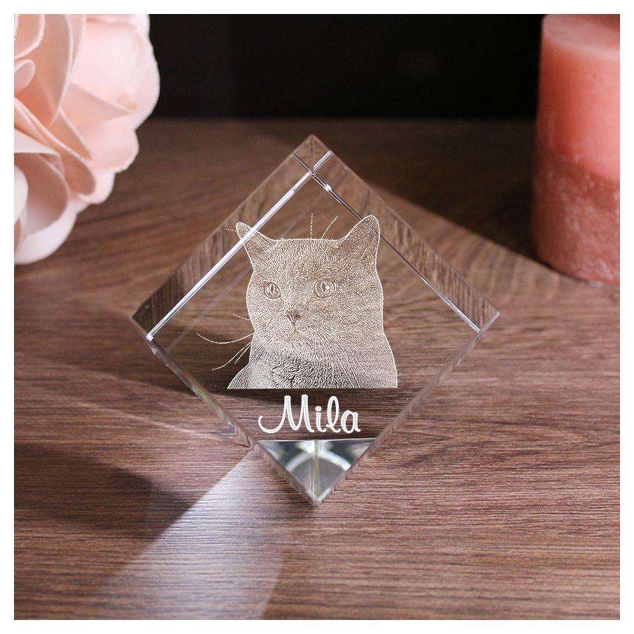 3D Glasfoto Corner-Cut Würfel mit Deinem Wunschfoto und Wunschtext