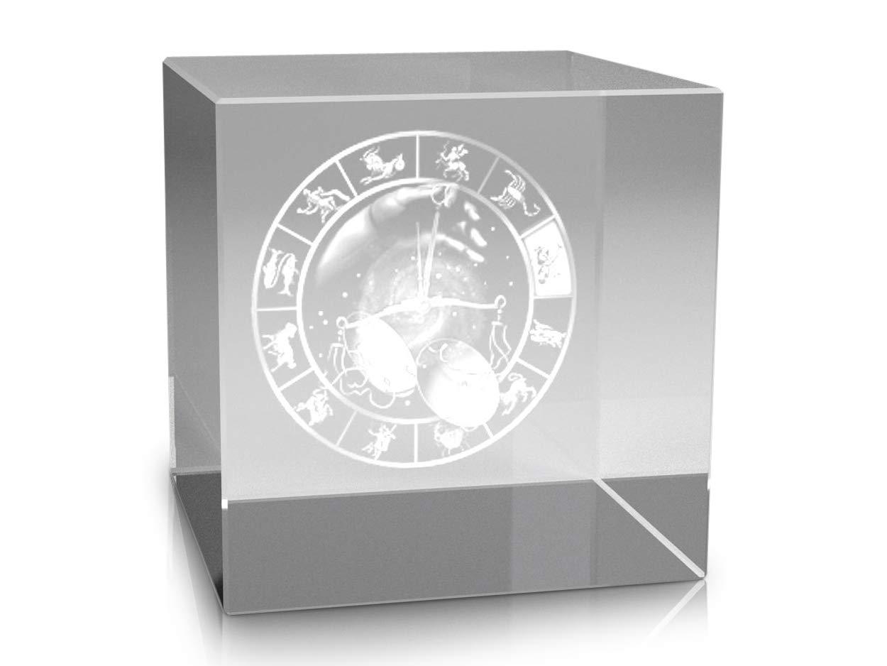 3D Glaswürfel   Motiv: Sternzeichen Waage