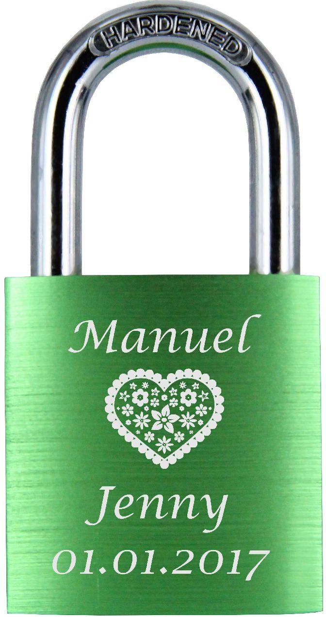 LoveGoals Liebesschloss Motiv M006 - Farbe: Grün