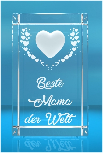VIP-LASER   3D Kristall   Motiv: Fliegende Herzen   Beste Mama der Welt
