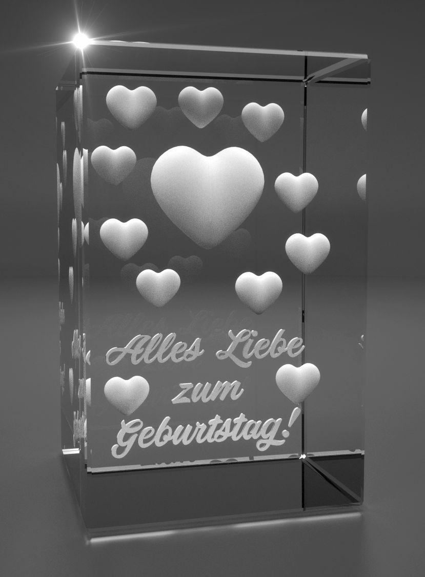 3D Glasquader viele Herzen I Alles Liebe zum Geburtstag! 3D Glasquader viele Herzen I Alles Liebe zum Geburtstag!
