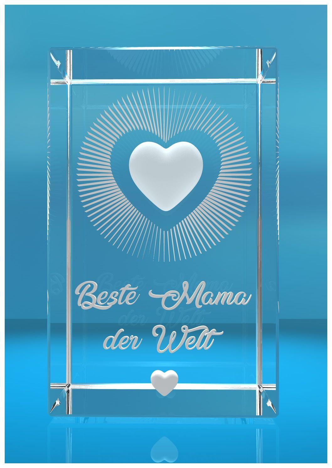 3D Glasquader I Beste Mama der Welt I 3D Teddy mit Herz mit Text "Beste Mama de 