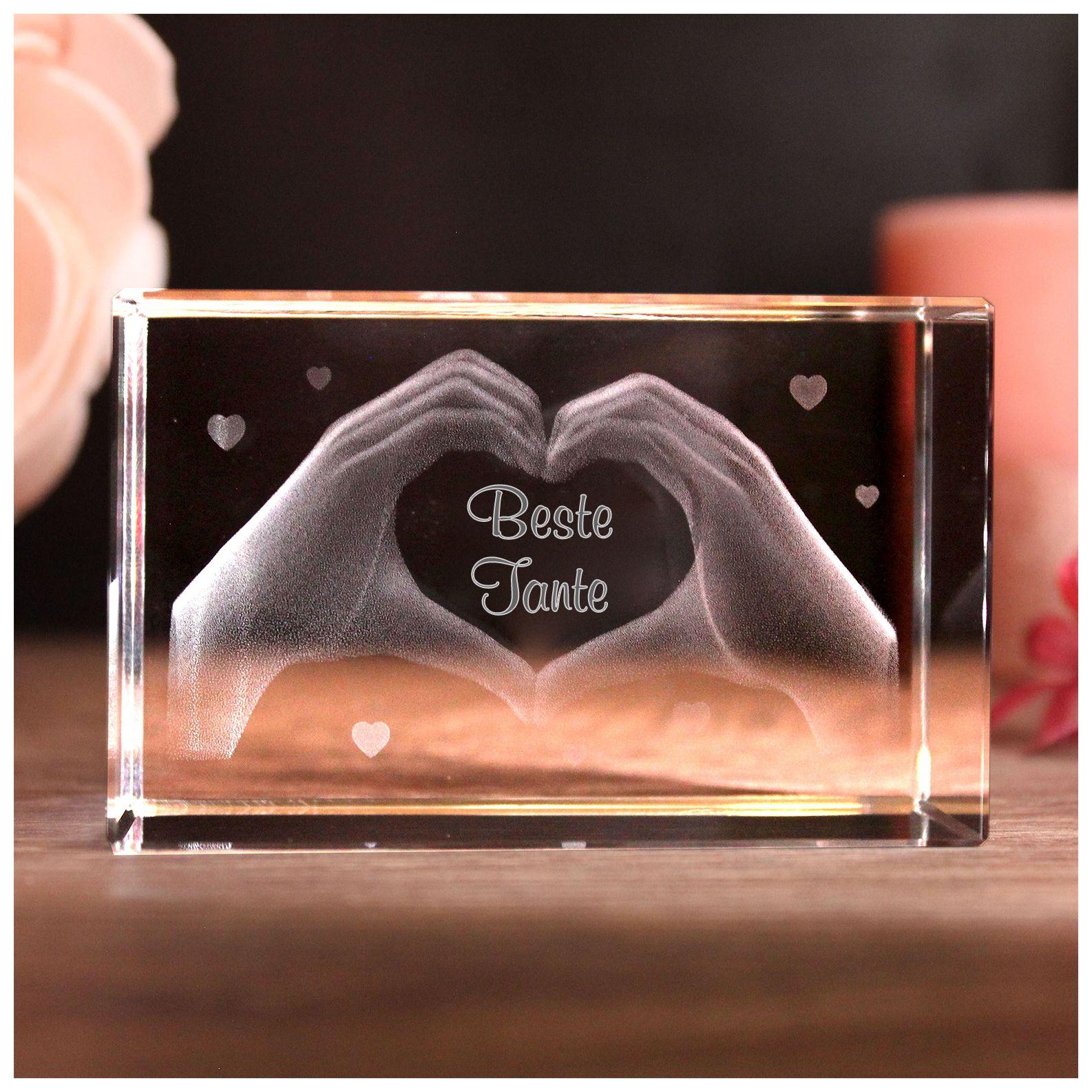 LoveGoals 3D Glaskristall | Motiv Hände | Beste Tante