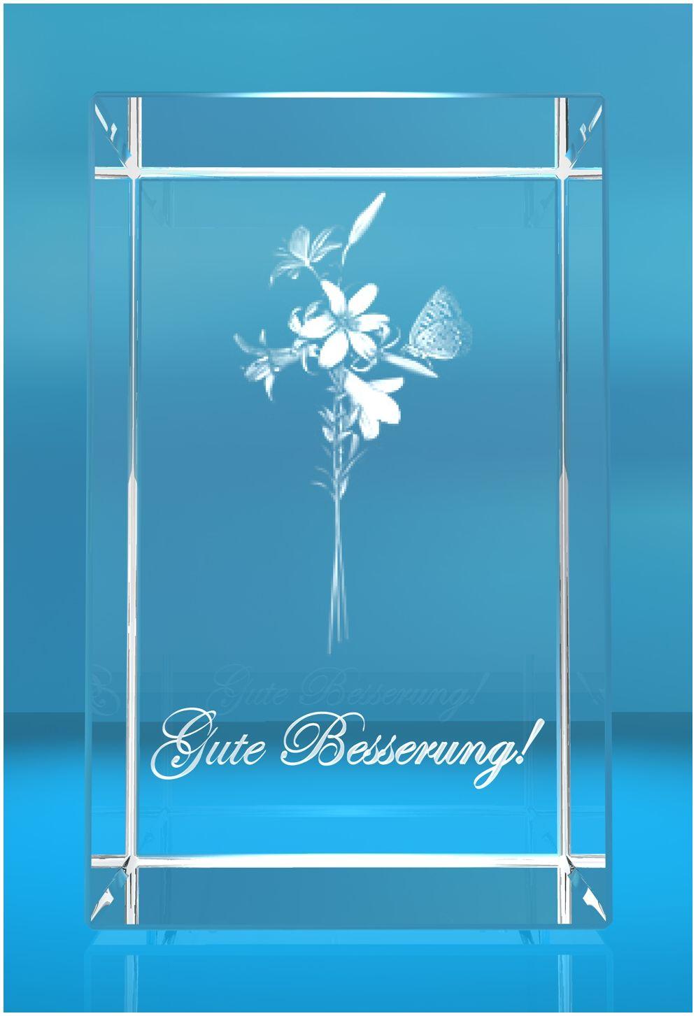 3D Glasquader Motiv: Lilie Text: Gute Besserung 3D Glasquader Motiv: Lilie Text: Gute Besserung