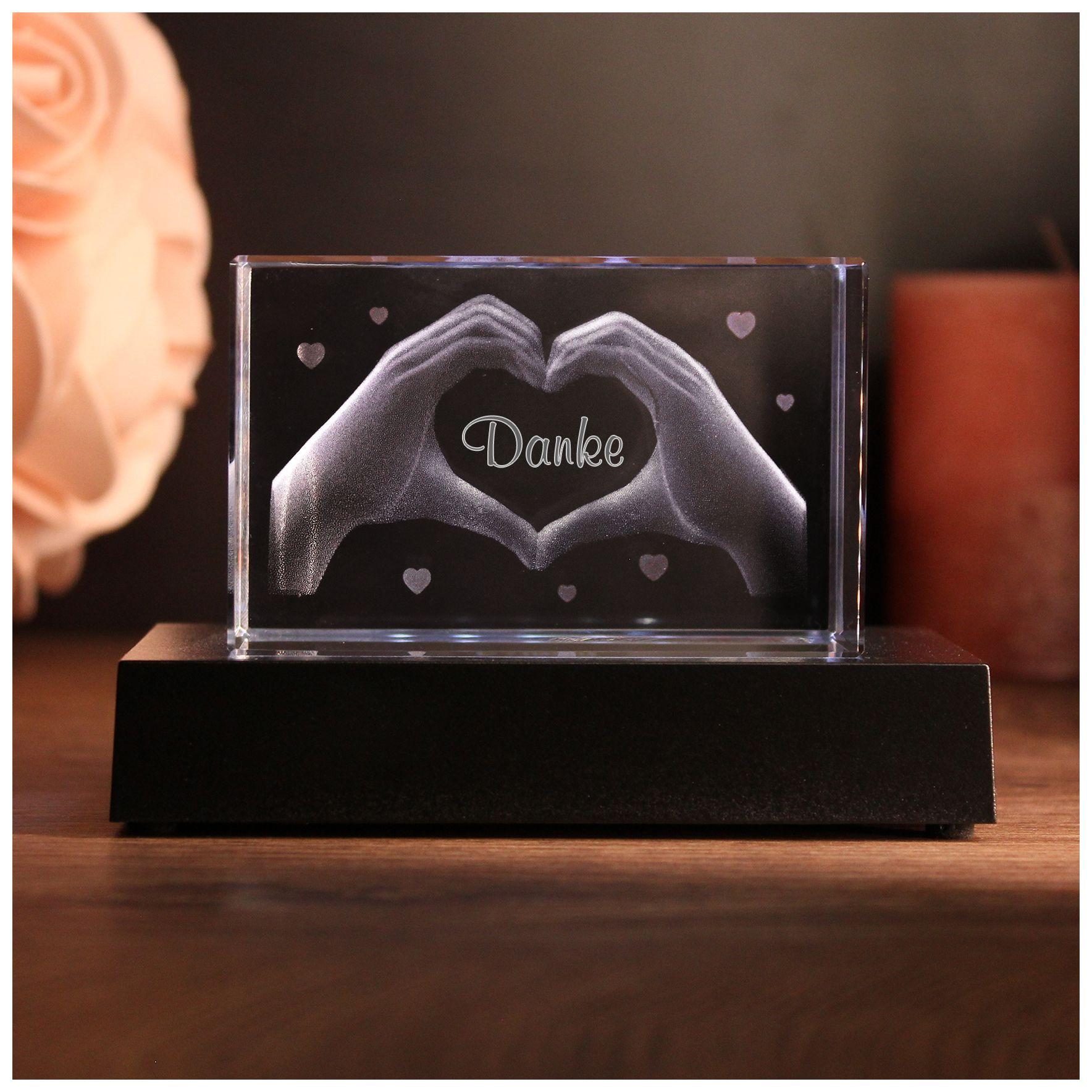 LoveGoals 3D Glaskristall | Motiv Hände | Danke