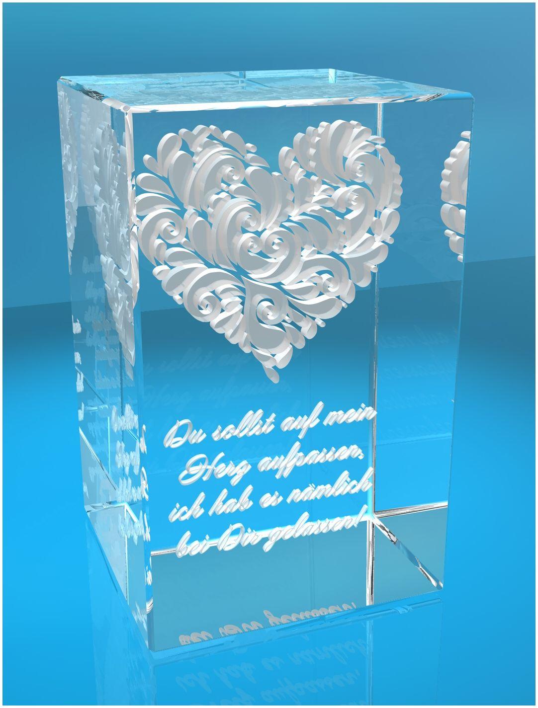 3D Glasquader   verziertes Herz   Du sollst auf mein Herz aufpassen...