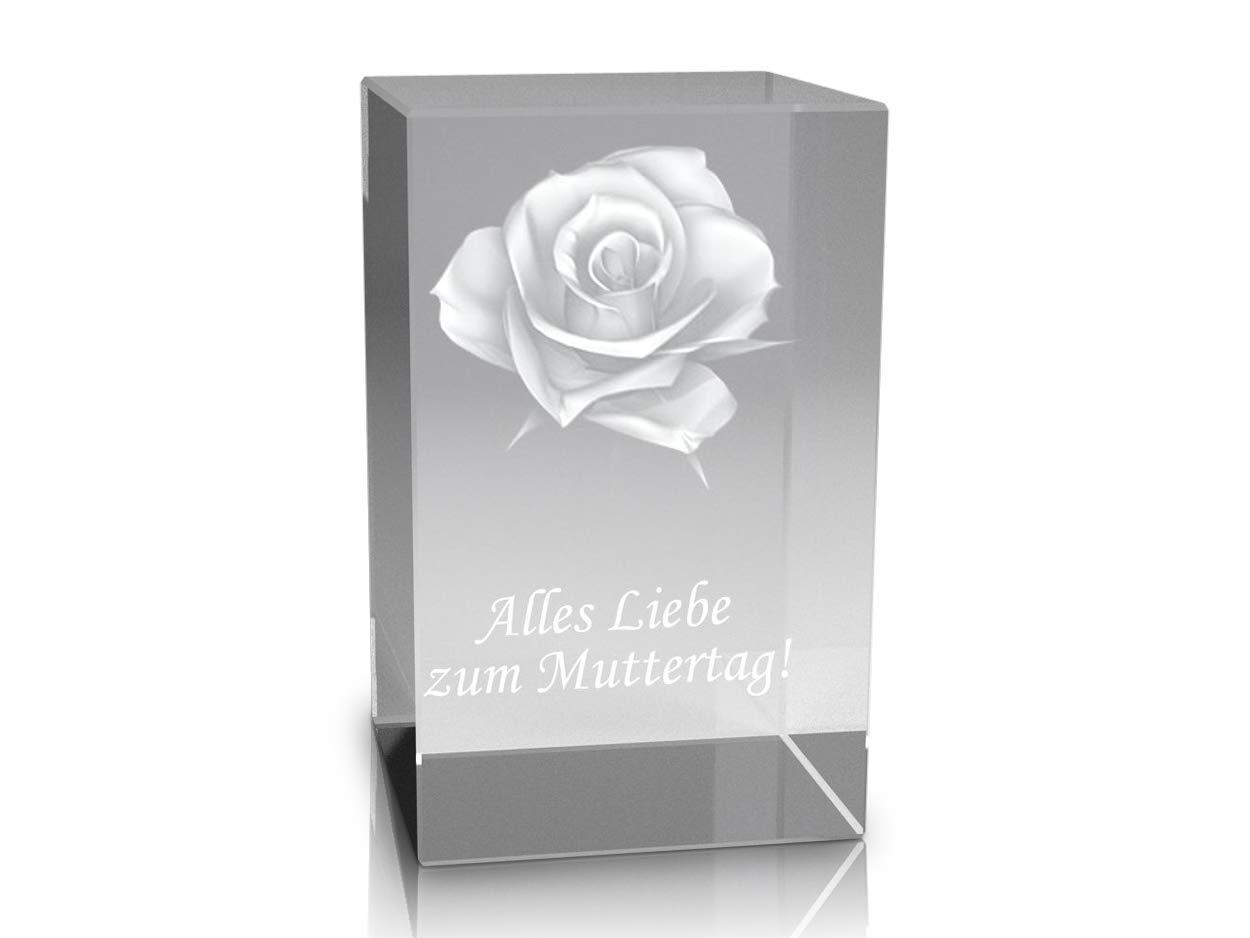 3D Glaskristall Rose mit Text 'Alles Liebe zum Muttertag' 3D Glaskristall Rose mit Text 'Alles Liebe zum Muttertag'