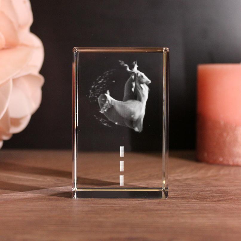 Lovegoals 3D Glasquader Sternzeichen Steinbock mit Deinem Wunschtext graviert