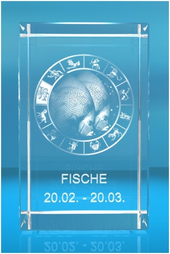 3D Glasquader   Motiv: Sternzeichen Fische