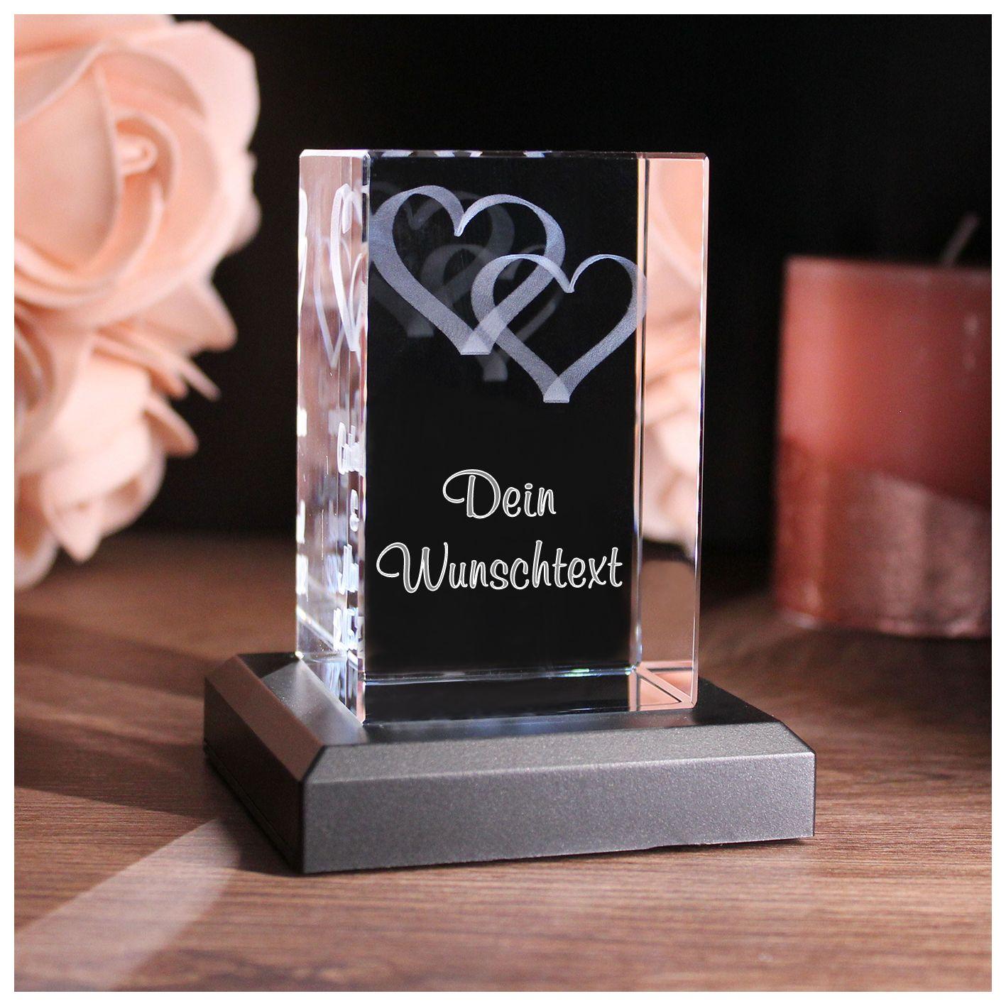 LoveGoals 3D Glaskristall Verschlungene Herzen