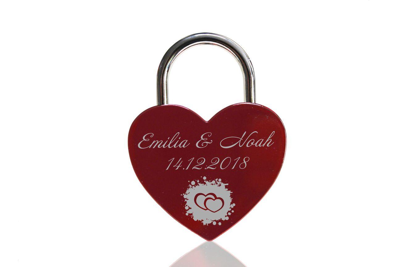 ELUNO Herz Liebesschloss mit Gravur und Schlüssel zum Valentinstag Geburtstag - Farbe: Rot ELUNO Herz Liebesschloss mit Gravur und Schlüssel zum Valentinstag Geburtstag - Farbe: Rot