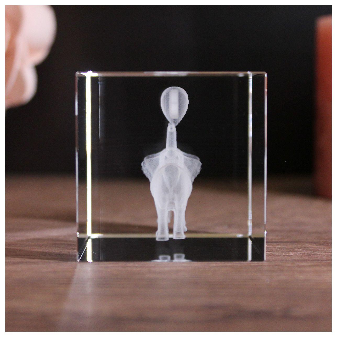 LoveGoals 3D Glaskristall Elefanten mit Herz und 2 Wunschnamen