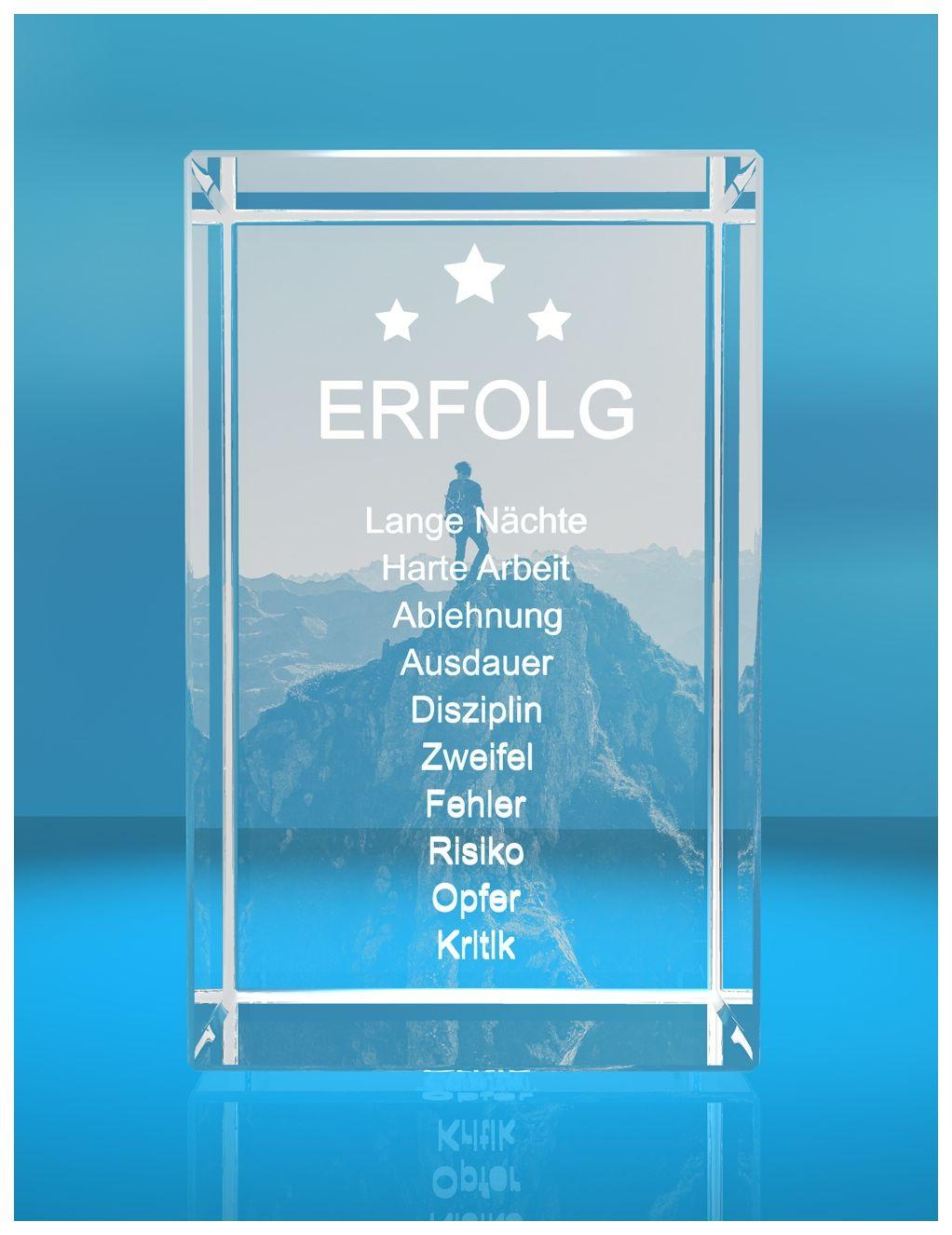 3D Glasquader Motivationsspruch Weg zum Erfolg Geschenk für Firmengründer Startups 3D Glasquader Motivationsspruch Weg zum Erfolg Geschenk für Firmengründer Startups