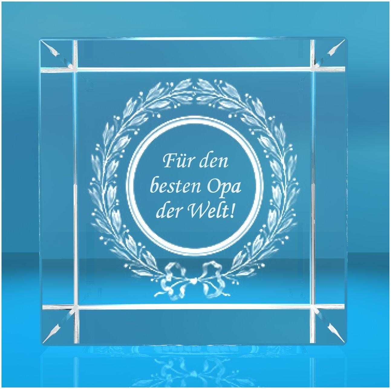 3D Glaswürfel Motiv: Lorbeerkranz Für den besten Opa der Welt! 3D Glaswürfel Motiv: Lorbeerkranz Für den besten Opa der Welt!