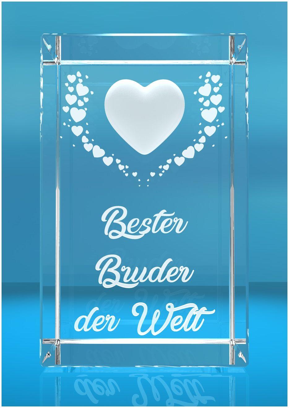 VIP-LASER   3D Kristall   Motiv: Fliegende Herzen   Bester Bruder der Welt