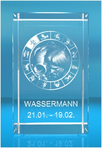 3D Glasquader Motiv: Sternzeichen Wassermann 3D Glasquader Motiv: Sternzeichen Wassermann