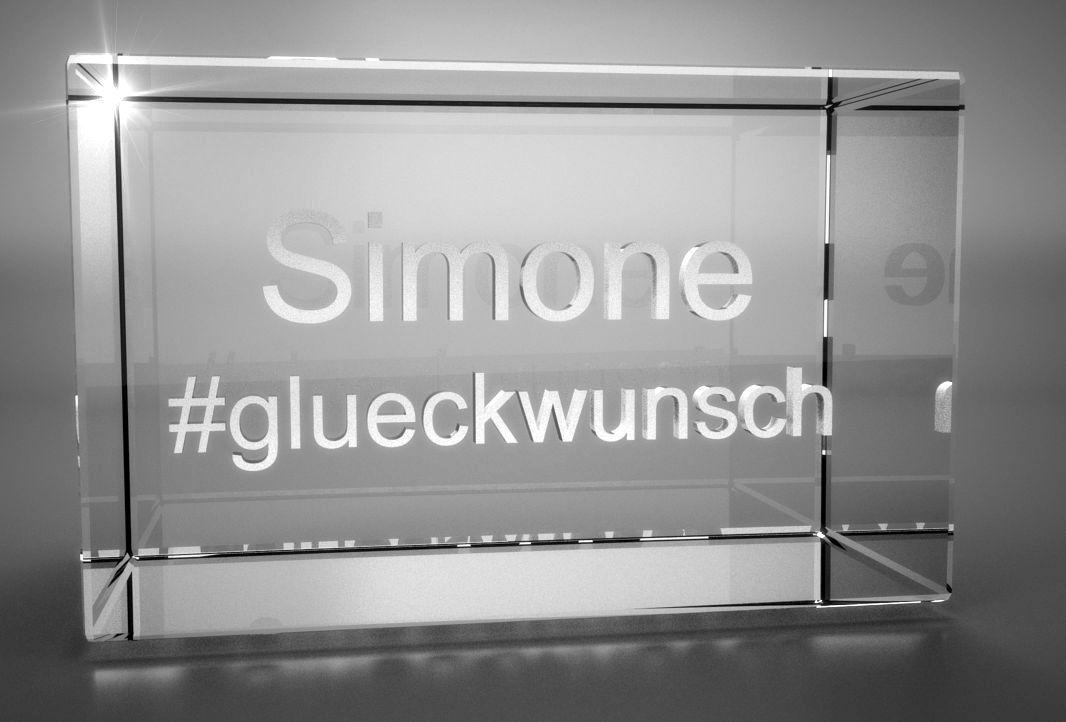 3D Glasquader Motiv Hashtag Glückwunsch + Wunschtext 3D Glasquader Motiv Hashtag Glückwunsch + Wunschtext