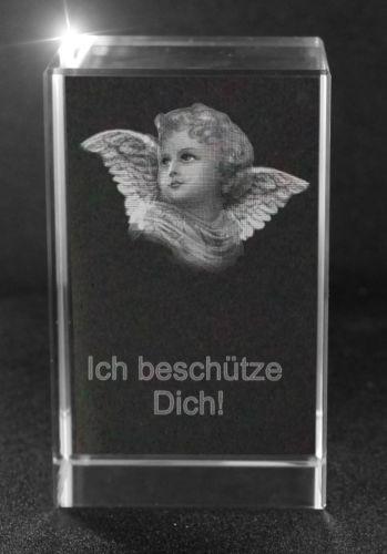 3D Glasquader Motiv: Engel mit Text Ich beschütze Dich! 3D Glasquader Motiv: Engel mit Text Ich beschütze Dich!