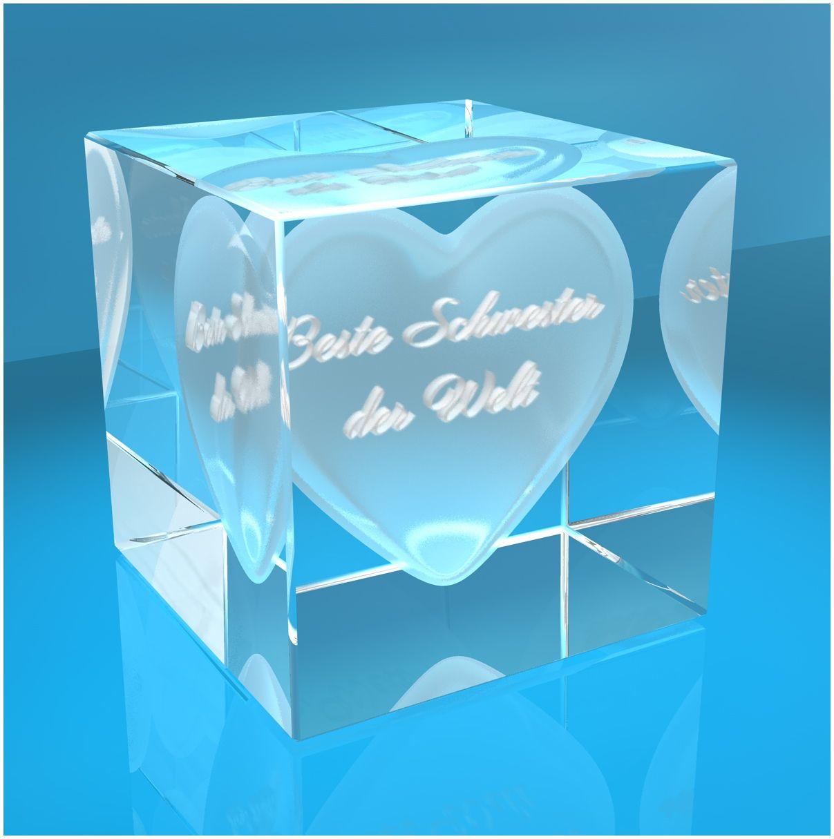 3D Glaswürfel I Herz