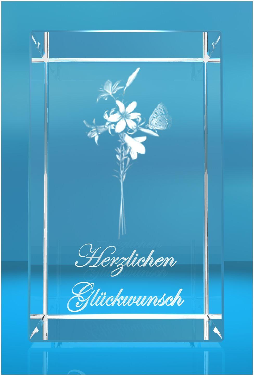3D Glasquader Motiv: Lilien Herzlichen Glückwunsch 3D Glasquader Motiv: Lilien Herzlichen Glückwunsch