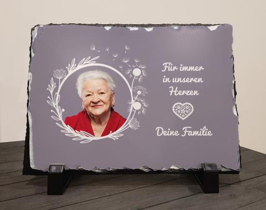 Gedenkfoto Schiefertafel M 180x130mm incl. Halter