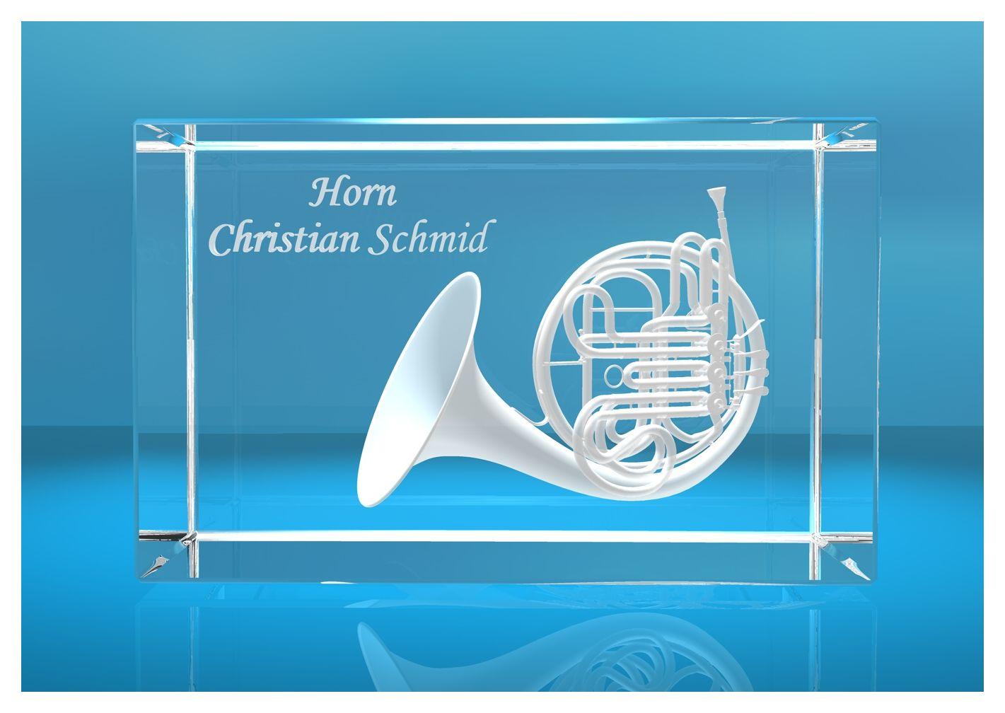 3D Glasquader |Horn mit Wunschnamen | Geschenk für Hornspieler Musiker 3D Glasquader |Horn mit Wunschnamen | Geschenk für Hornspieler Musiker