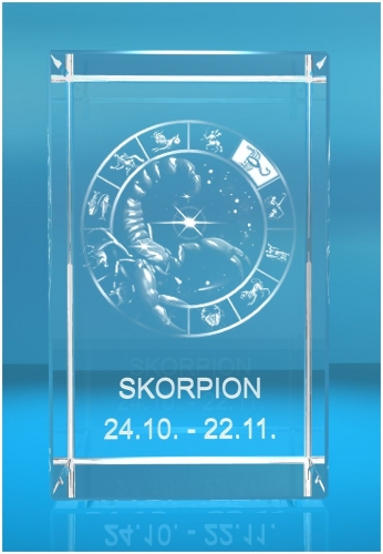3D Glasquader Motiv: Sternzeichen Skorpion 3D Glasquader Motiv: Sternzeichen Skorpion